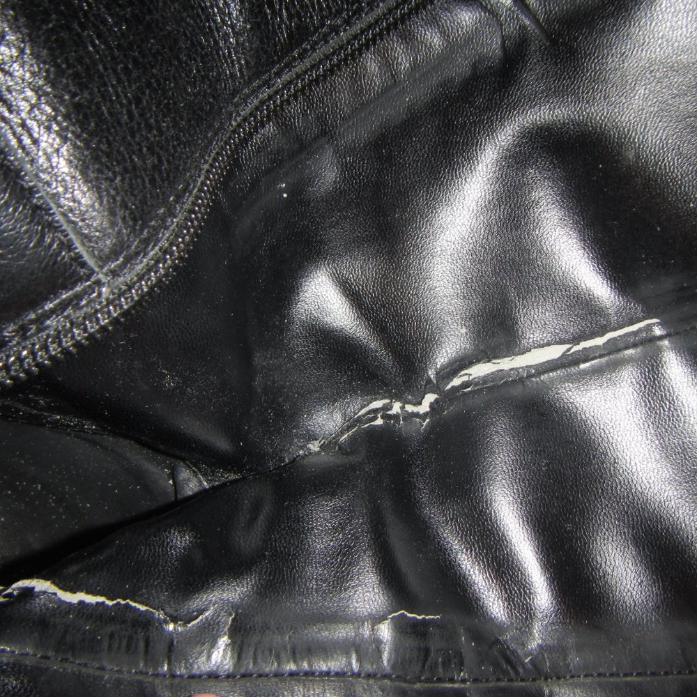 BANANA REPUBLIC Black Leather Knee Boots Sz 10, 4" Heel, Almond Toe - Picture 12 of 15